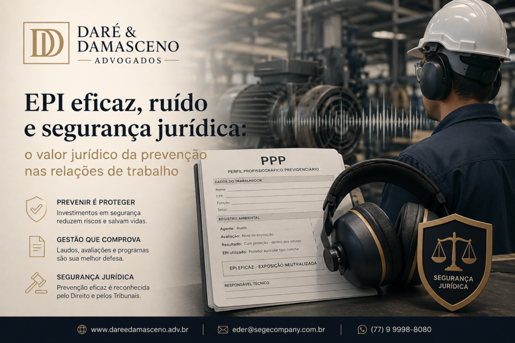 EPI eficaz, ruído e segurança jurídica: o valor jurídico da prevenção nas relações de trabalho